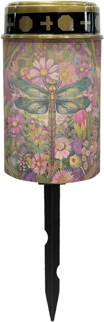 Dragonfly-Pink Floral Solar Outdoor Lights Solar Garden Stake Lights Waterproof Pathway Lights Flameless Landscape Lighting Walkway Lights Solar Powered Light Wall Light Auto On/Off