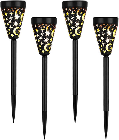TEHAUX 4pcs Solar Garden Lights Outdoor Solar Yard Pathway Lights Waterproof Landscape Lawn Stake Lamps for Walkway Patio Courtyard Decoration