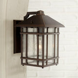 Kathy Ireland Sierra Craftsman Art Deco Outdoor Wall Light Fixture Rubbed Bronze Brown Steel 11" Frosted Seeded | Lumora