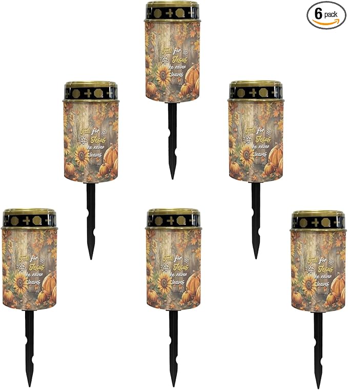 Autumn Fall for Jesus Cemetery Lights for Grave,Solar Pathway Lights Outdoor Solar Garden Light Solar Powered Lantern Landscape Lighting Yard Patio Driveway Light Solar Outdoor