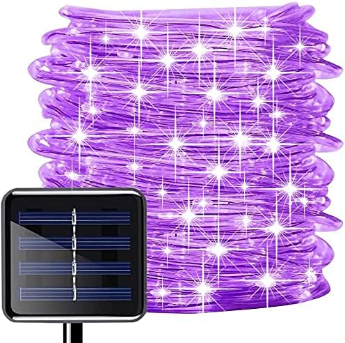 Solar Rope Lights Outdoor, 23ft 50LED Outdoor Rope String Lights Waterproof Copper Tube Wire String Lights for Garden,Yard, Path, Fence, Stairs, Backyard, Patio (Purple)
