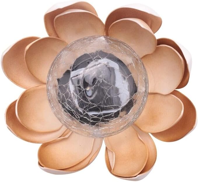 anso Outdoor Solar Light Lotus Flower Lamp Garden Decoration Waterproof Solar Path Light (Beige)