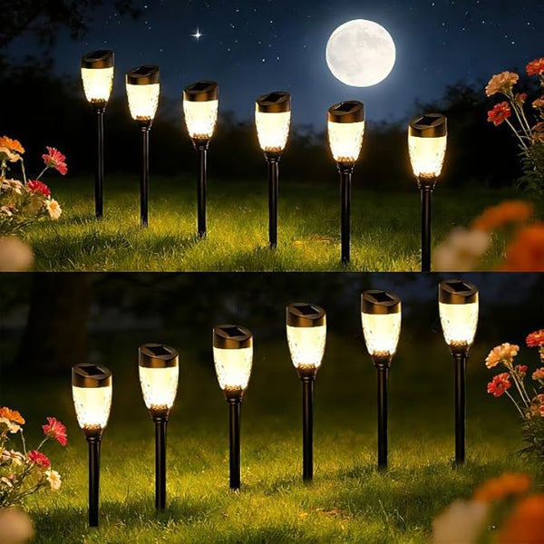 12 Solar-Powered Outdoor Path Lights, Durable LED, IP55 Waterproof, Suitable for lawns, patios, courtyards | Lumora