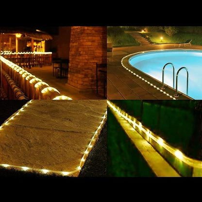 Solar Rope Lights Outdoor, 23ft 50LED Outdoor Rope String Lights Waterproof Copper Tube Wire String Lights for Garden,Yard, Path, Fence, Stairs, Backyard, Patio (Warm White)