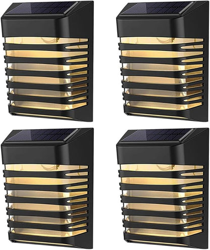 Solar Fence Light Led Waterproof Wall Rail Porch Backyard Lights 500mAh Battery for Garden Deck Pathway Walkways Stairways Patio (4Pcs)