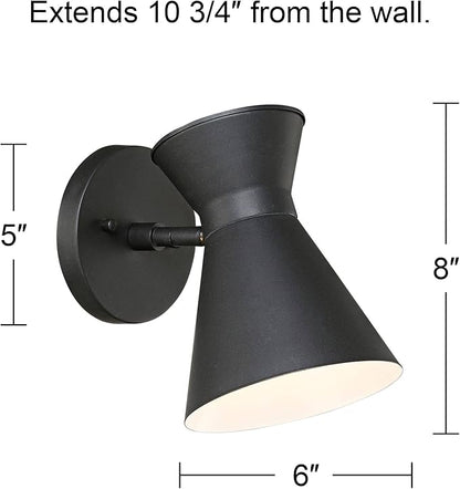 John Timberland Vance 8" High Modern Outdoor Wall Light Fixture Mount Porch House Exterior Outside LED Bulb Swivel Weatherproof Dark Sky Black Metal Front Door Patio Garage Home Deck Garden Backyard