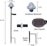 Bshine Mushroom Solar Outdoor Lights, Mosaic Mushroom Lamp Hand-Blown Glass Waterproof Metal Stakes Decorate | Lumora