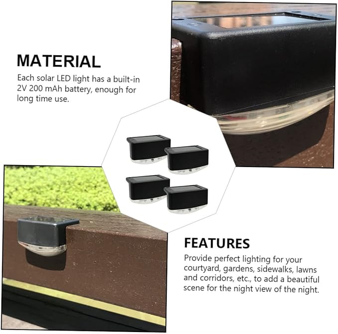 Lurrose Outdoor Led Stair Lights 4 Pack Solar Stair Lamps for Pathway Garden Yard Landscape Waterproof Solar | Lumora