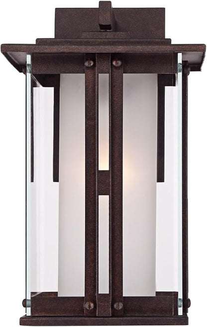 Franklin Iron Works Fallbrook Rustic Farmhouse Mission Outdoor Wall Light Fixture Bronze 13" Clear Frosted Glass Shades for Exterior Barn Deck House Porch Yard Patio Outside Garage Front Door