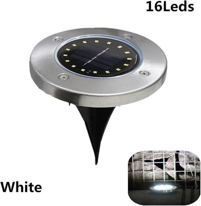 Solar Led Underground Light-Solar Lawn Lamps Yard Night Light Buried Garden IP65 Waterproof Outdoor Pathway Floor Under Ground Spot Lamp (Emitting Color : 16Leds White, Wattage : 2Pcs)