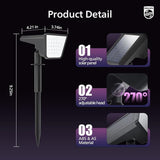Philips 4 Packs Solar RGBW Spot Lights Outdoor, 18 LED Solar Powered Landscape Lights, 9 Lighting Modes | Lumora