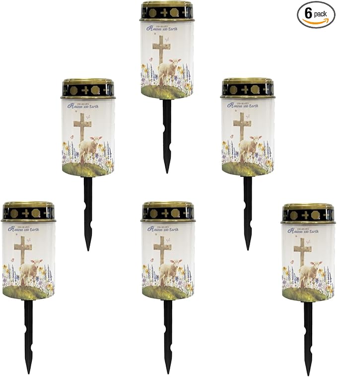 Cross and Earth Cemetery Lights for Grave,Solar Stake Lights Landscape Lighting Solar Lantern Flameless Lights Waterproof Garden Lights Cemetery Solar Lights Outdoor Lights-Warm White Lights
