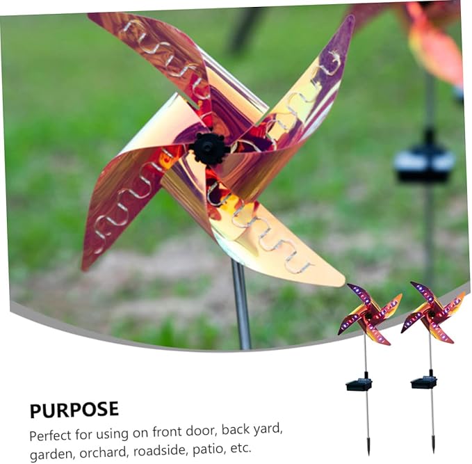 BESPORTBLE Solar Windmill Lawn Light 2pcs Outdoor Decorative Solar Path Light LED for Garden and Courtyard Ground | Lumora