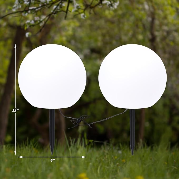 Outdoor Globe Light 2 Pack Solar Waterproof Garden Pathway Lights Outdoor Lights for Yard Patio Walkway Landscape In-Ground Spike