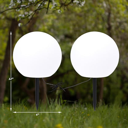Outdoor Globe Light 2 Pack Solar Waterproof Garden Pathway Lights Outdoor Lights for Yard Patio Walkway Landscape In-Ground Spike