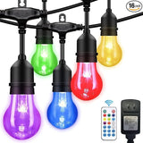35FT Outdoor String Lights, 16 Shatterproof Edison Bulbs, Dimmable RGB Color Changing Patio Lights with Remote. | Lumora