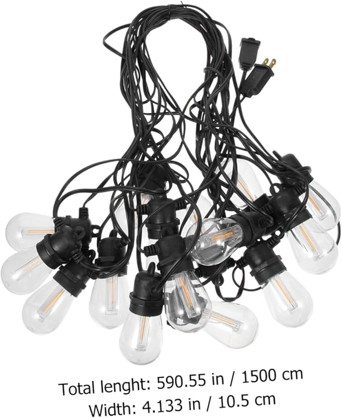 NOLITOY 15m Outdoor Led String Lights Decorative Lamp for Parties Camping and Garden Warm Bulbs Us for Festive Occasions