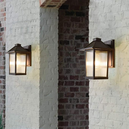 Modern and Simple Outdoor Wall Sconce,e 26 Base Socket Exterior,Waterproof Matte Brown AlumiExpression artistique m Square Porch Mount Lights with s Shade for Lawn Villa Courtyard