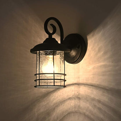 MICSIU 2-Pack Oil Rubbed Bronze Outdoor Light Fixtures Wall Mount, 9.8" Exterior Wall Sconces with Clear Seedy Glass, Waterproof Porch Lights for House, Garage, Patio, E26 Base