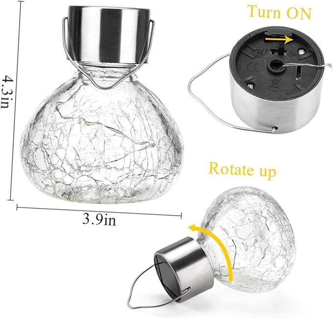 Kisangel Solar Cracked Glass Ball Light for Outdoor Garden Waterproof Solar Pathway Lamp Decorative Landscape Lighting for Patio and Yard
