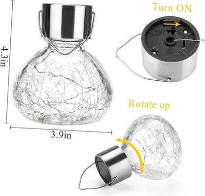 Kisangel Solar Cracked Glass Ball Light for Outdoor Garden Waterproof Solar Pathway Lamp Decorative Landscape Lighting for Patio and Yard