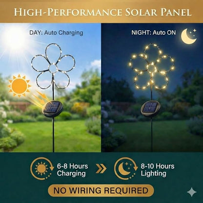 Touch Of ECO Outdoor Solar Powered LED Decorative Garden Stake Light - 2 Pack Warm White Flower Design - Great Decor for Yard, Patio, Lawn, Planter-Makes a Great Gift