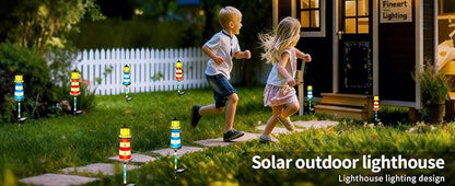 Solar Lights Outdoor 2 Pack, Solar Garden Lamps, Outdoor Decorations, Garden Decorative lamp in The Shape of a Lighthouse, a Unique Gift for Women, a Gift for Grandmother