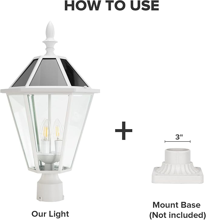 LUTEC LED Post Solar Light Outdoor,Dusk to Dawn Vintage Street Lights, 300LM, 2700K,Cast Aluminum Solar Pole Lights | Lumora