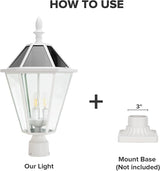 LUTEC LED Post Solar Light Outdoor,Dusk to Dawn Vintage Street Lights, 300LM, 2700K,Cast Aluminum Solar Pole Lights | Lumora