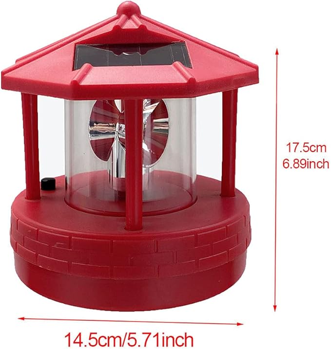 Garden Solar Lights, Outdoor LED Lighthouse, Durable Rotatable Waterproof for Pathway (Red - L)