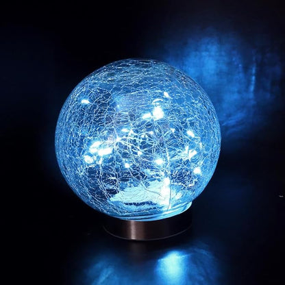 Solar Ball LED Lights Crackle Glass Globe Garden Stake Lamp Yard Art Decor for Yard Pathway Patio Lawn Decoration (Cool White)