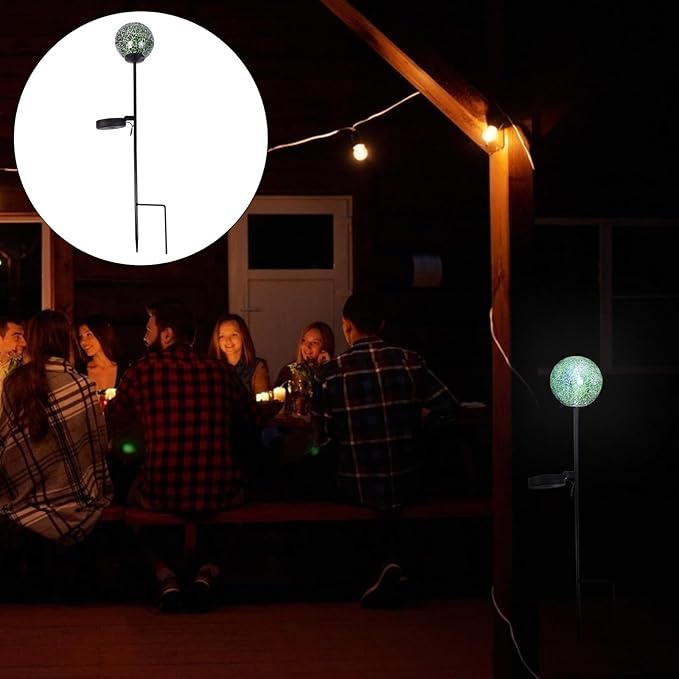 Solar Decorative Glass Ball Lawn Light Waterproof Solar Garden Lamp Ball-Shaped LED Yard Light Outdoor Landscape Path Lighting for Patio and Backyard