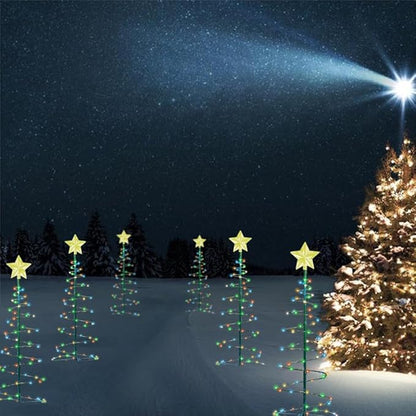 4 Pack 2 FT Solar Christmas Tree Lights Outdoor Christmas Decorations Waterproof Outdoor Light Up Xmas Pathway Markers with Stake for Christmas Outside Yard Lawn Pathway Walkway (Classic, 6)