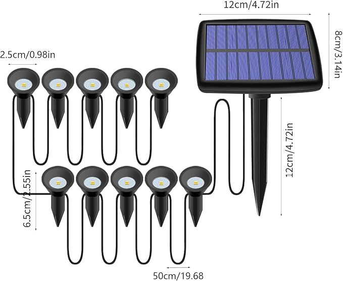 Solar Pathway Lights, 10 in 1 Waterproof LED Solar Lights String Outdoor Garden Lights, Auto On/Off Solar Walkway Lights for Yard, Landscape, Pathway, Walkway, Path