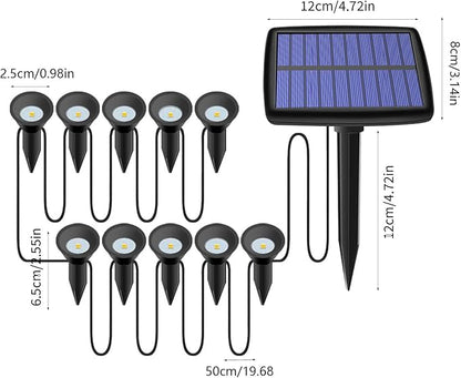 Solar Pathway Lights, 10 in 1 Waterproof LED Solar Lights String Outdoor Garden Lights, Auto On/Off Solar Walkway Lights for Yard, Landscape, Pathway, Walkway, Path