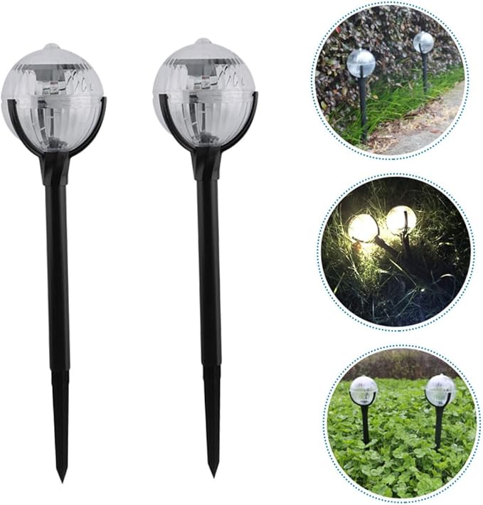TIDTALEO 2pcs Solar Powered LED Lawn Lights with Color Changing RGB, Outdoor Garden Pathway Lighting, Solar Energy Landscape Lamps for Patio and Yard Decor