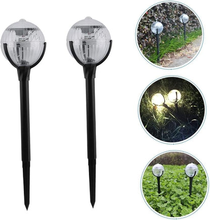 TIDTALEO 2pcs Solar Powered LED Lawn Lights with Color Changing RGB, Outdoor Garden Pathway Lighting, Solar Energy Landscape Lamps for Patio and Yard Decor