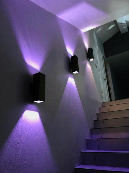Tunable White Exterior Wall Light Fixtures 1200lm, RGB Color Up Down Outdoor Lights 2 Pack,Modern Dusk to Dawn Outdoor Lighting - Smart Outside Wall Lights for Garage,Porch（UL Listed