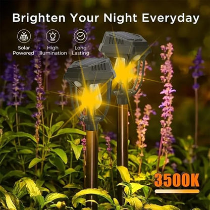 2 Pack Solar Pathway Lights Outdoor, Sensor Light Garden Lights Outdoor Warm White, Waterproof Led Solar Path Lights for Yard, Patio, Landscape, Walkway