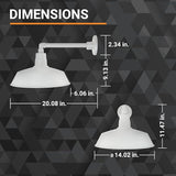 14in. White Outdoor Gooseneck Barn Light Fixture with 13in. Long Extension Arm - Wall Sconce Farmhouse, Vintage | Lumora