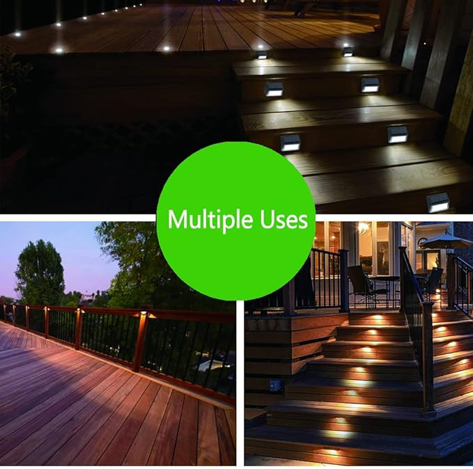 Solar Lights Outdoor, Waterproof Solar Powered Deck Step Lights for Patio Garden Backyard Garage Driveway Pathway Outside Wall Lighting (Cool White/12 Pack)