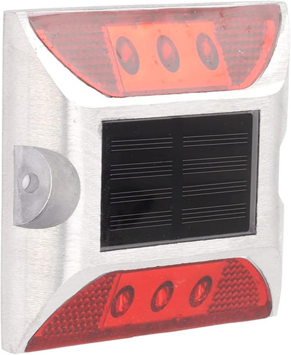Solar Driveway Lights, Cast Aluminum IP68 Light with 72H Runtime for Pathway and Highway Marking (Red)