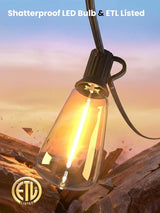 Svater Outdoor String Lights 60 FT ST38 Patio String Lights with 32 Waterproof Shatterproof LED Bulbs Connectable | Lumora