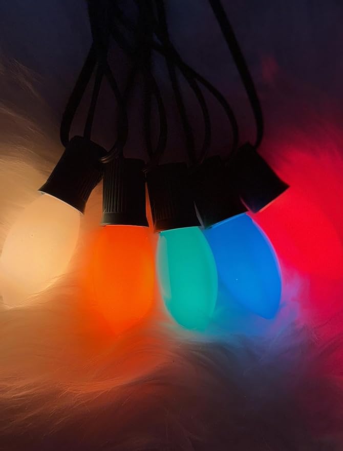 25Ft LED Valentine's Day Outdoor String Lights, C9 String Lights with 27 0.6W Spray Painted Multicolor Bulbs, Vintage Christmas Lights for Holiday Party Backyard Wedding Garden Patio Porch Decor