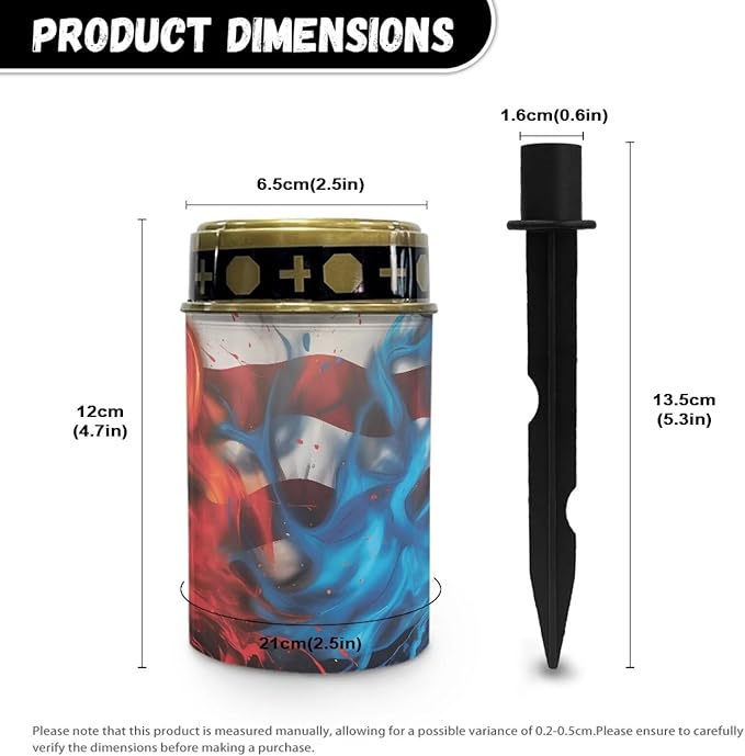 American Flag Solar Dusk to Dawn Lights Outdoor Waterproof Solar Memorial Lights for Graves Eternal Light Solar Powered Lighted Cross,Cemetery Decor Candle Lamp