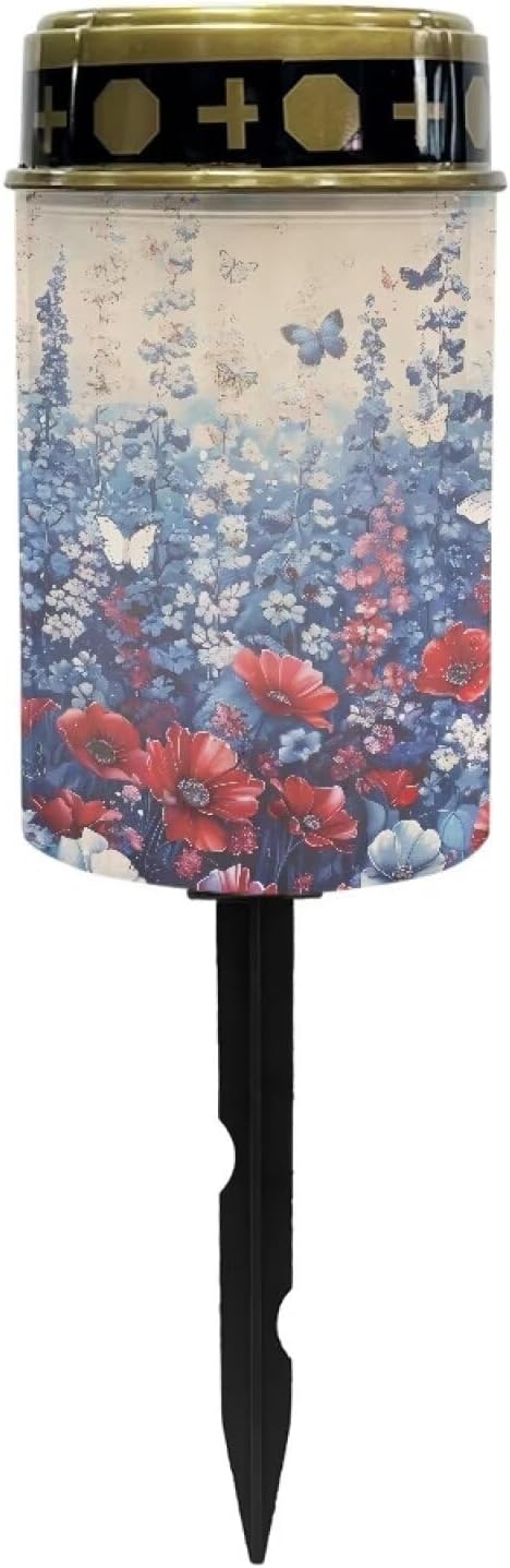 Floral Solar Outdoor Lights Butterfly Cemetery Solar Lights Landscape Path Lights Solar Waterproof for Your Garden, Landscape, Path, Yard Sympathy Memorial Lights