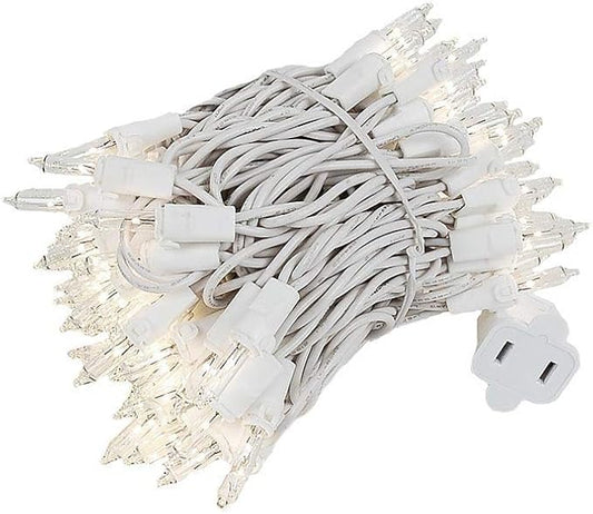 Novelty Lights 22 Feet 100 Bulb Incandescent Mini Light String, Clear with 2.5-Inch Spacing on White Wire, UL Listed Commercial Grade Indoor/Outdoor Mini Lights, Connectable End-to-End