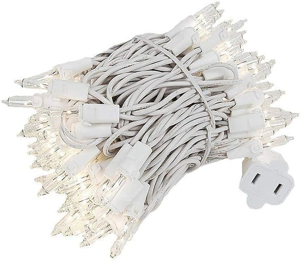 Novelty Lights 22 Feet 100 Bulb Incandescent Mini Light String, Clear with 2.5-Inch Spacing on White Wire, UL | Lumora