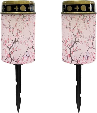 Peach Blossom Butterfly Solar Yard Light Solar Powered Light Outdoor Landscape Path Lights Decorative Solar Light for Lawn Path Walkway Waterproof Solar Light