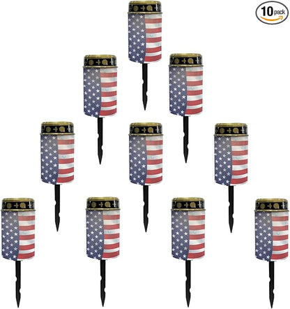 US Flag Solar Stake Lights Outdoor Solar Garden Pathway Lights for Yard Patio Flameless Warm White Walkway Lights Landscape Decorativer Lighting for Driveway Path,Pretty Soptlights